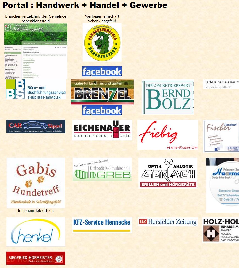 LINKLISTE : Handwerk, HAndel, Dienstleistungen in Schenklengsfeld und Umgtebung